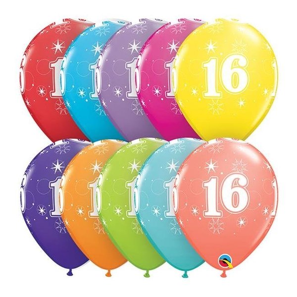 Mayflower Distributing Qualatex 85933 11 in. 16th Birthday A Round Latex Balloon 85933